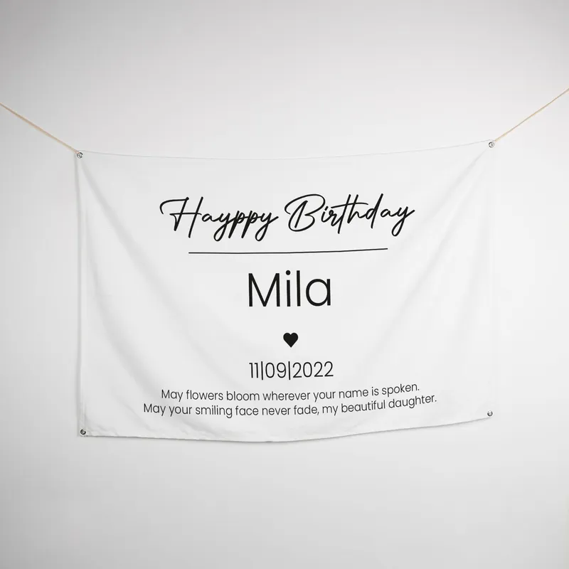 Personalised Birthday Banner with Name and Date - 95 x 145 cm