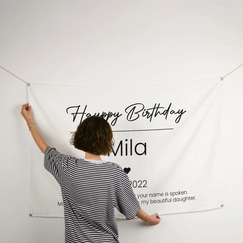 Personalised Birthday Banner with Name and Date - 95 x 145 cm