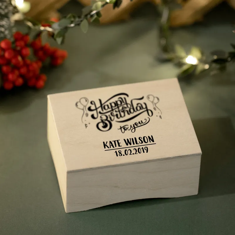 Personalised Wooden Birthday Music Box with Engraving