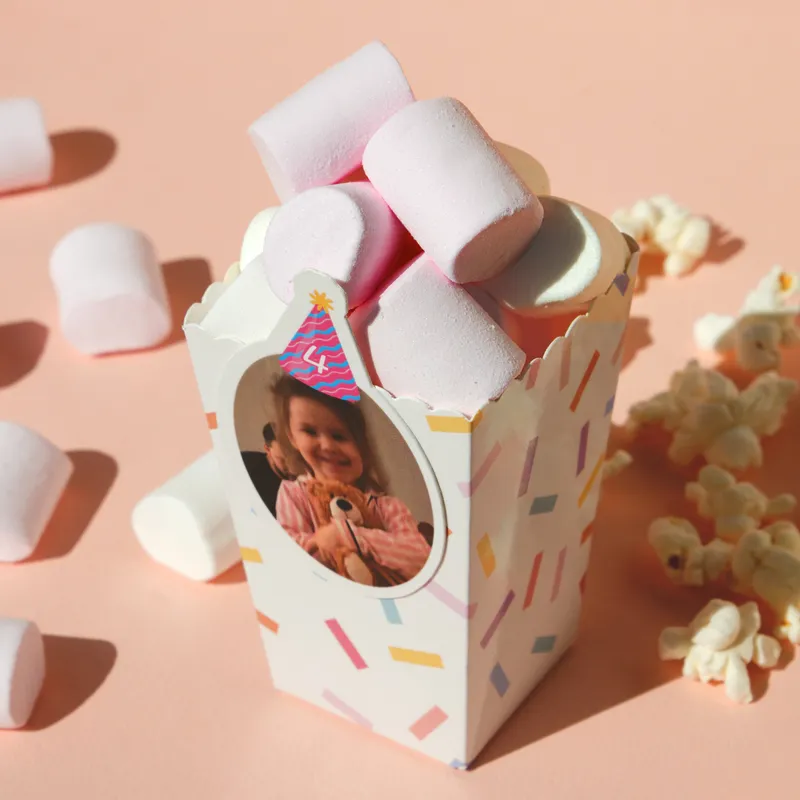 Personalised Birthday Party Popcorn Boxes with Photos Small