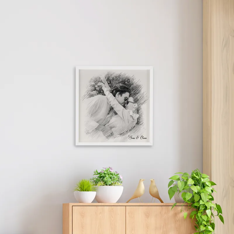 Personalized Black and White Sketch Effect Photo Frame