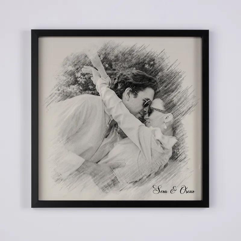 Personalized Black and White Sketch Effect Photo Frame