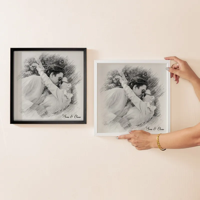 Personalized Black and White Sketch Effect Photo Frame