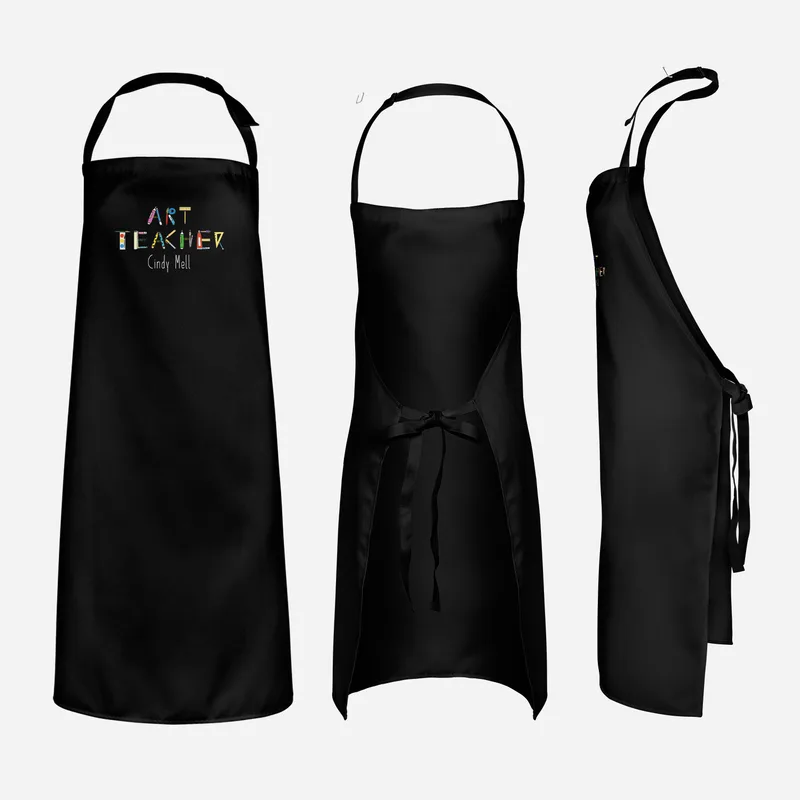 Personalised Art Teacher Black Apron with Name