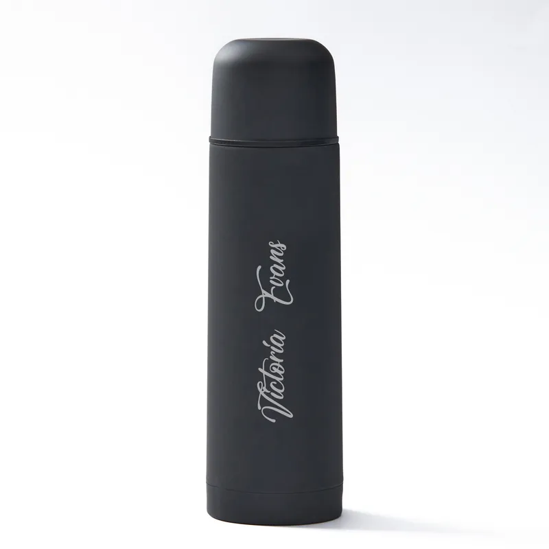 Personalised Black Matte Steel Thermos with Engraving
