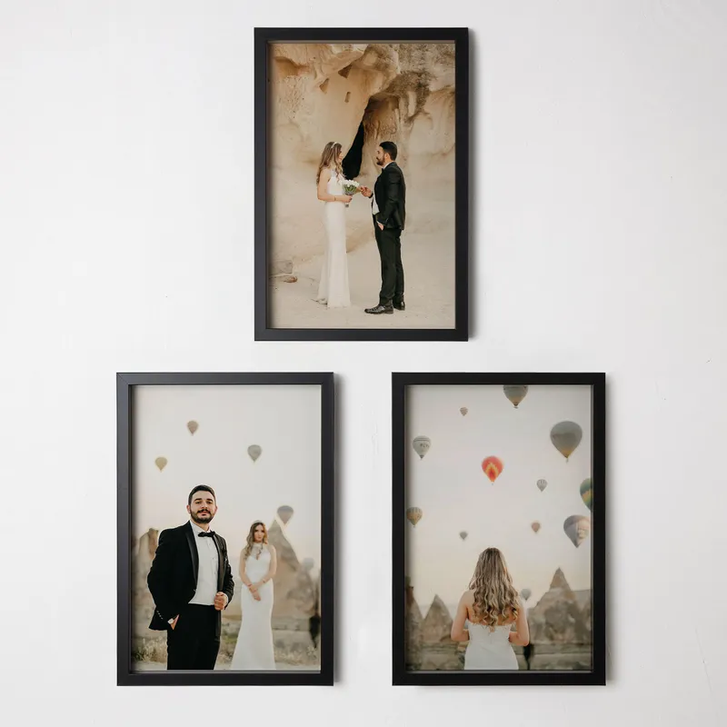 Personalized Black Self Adhesive Photo Frame Set for 3 Photos