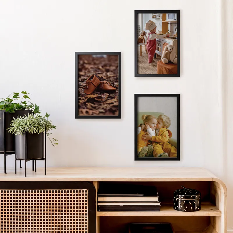 Personalized Black Self Adhesive Photo Frame Set for 3 Photos