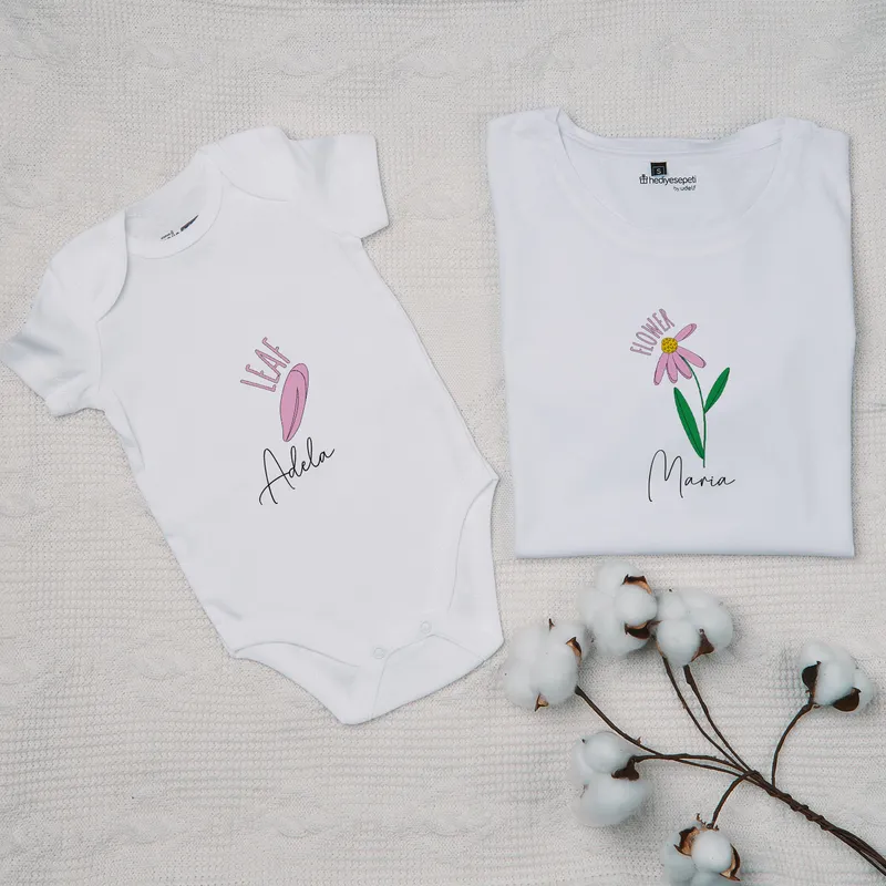 Personalised Mommy and Baby Matching T-Shirt and Romper Set
