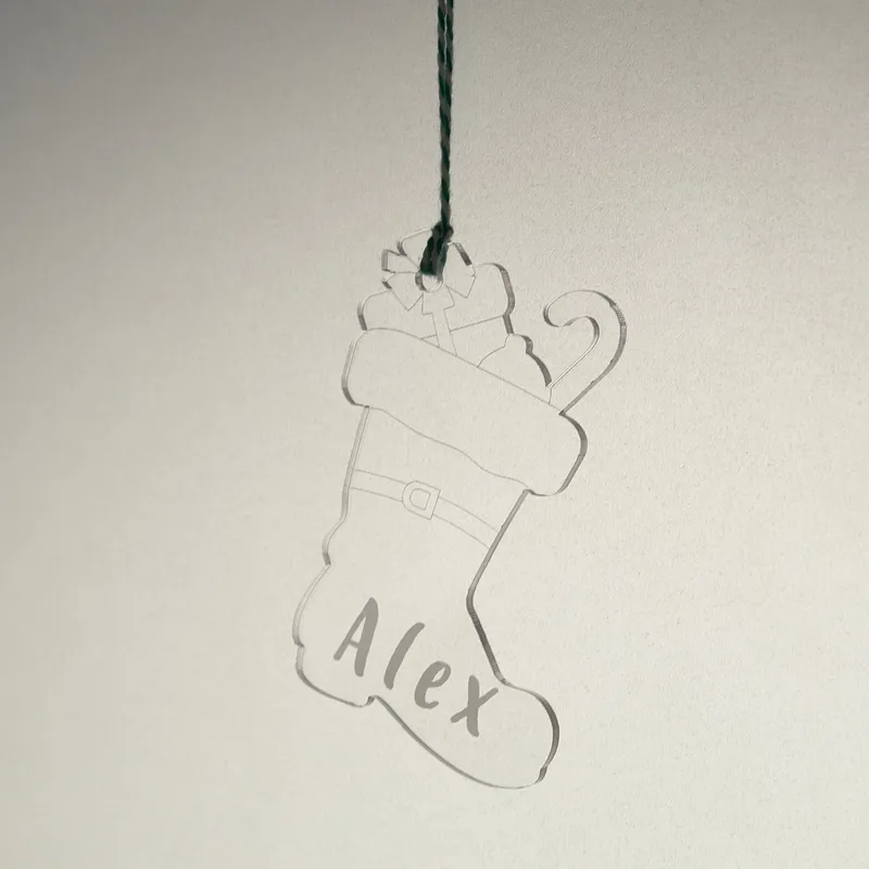 Personalised Boot-Shaped Christmas Ornament with Name