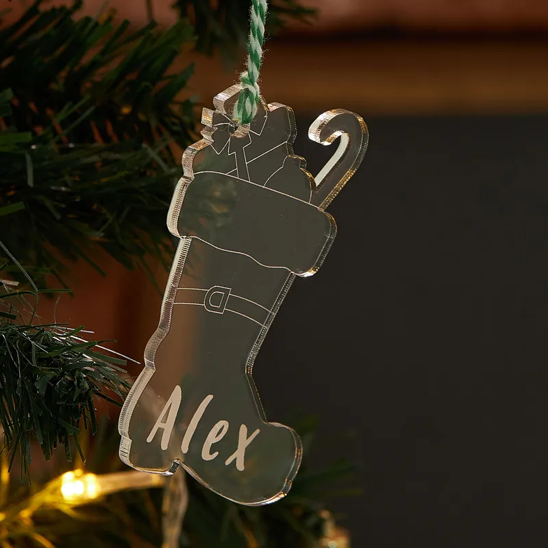 Personalised Boot-Shaped Christmas Ornament with Name