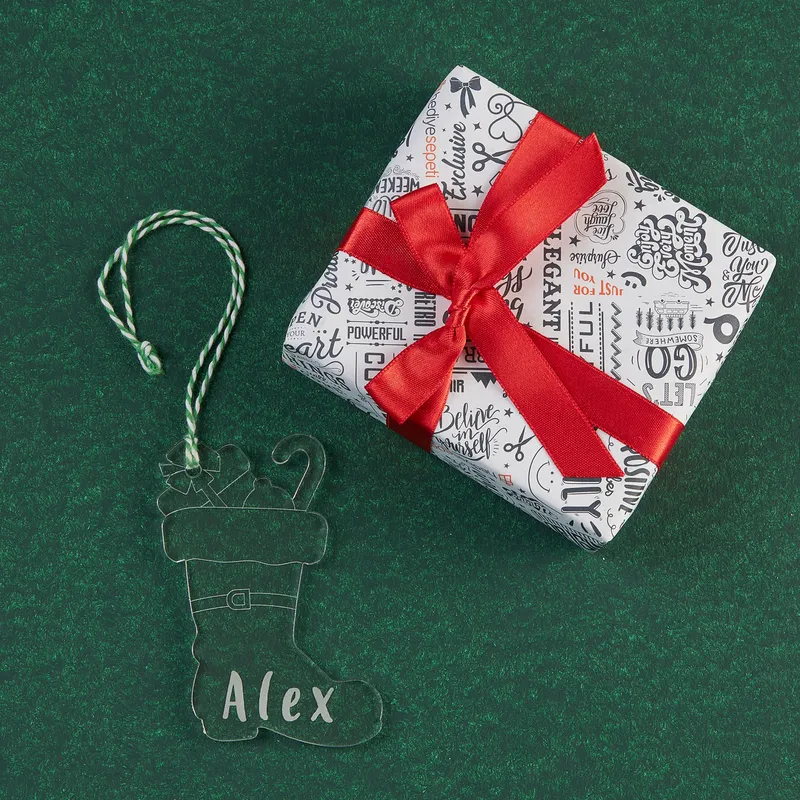 Personalised Boot-Shaped Christmas Ornament with Name