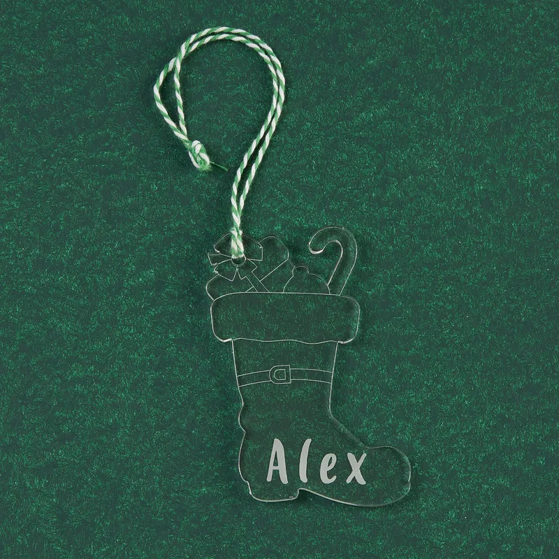 Personalised Boot-Shaped Christmas Ornament with Name