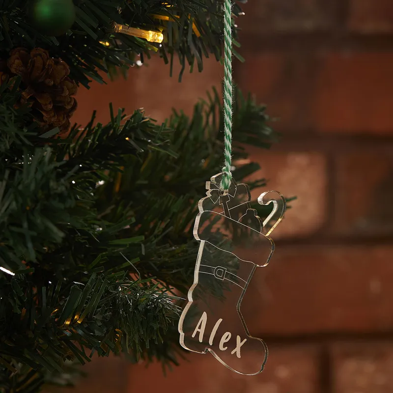 Personalised Boot-Shaped Christmas Ornament with Name