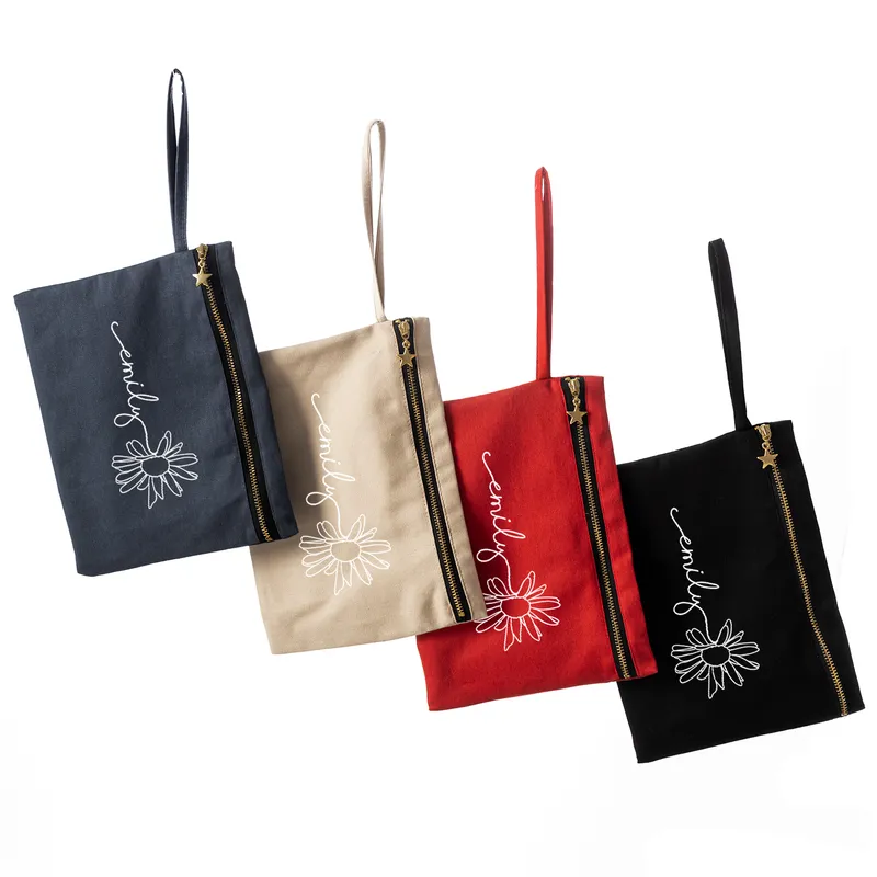 Personalised Monogram Canvas Makeup Bag for Women