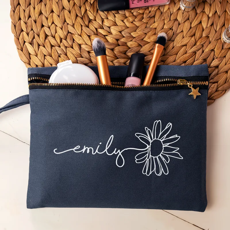 Personalised Monogram Canvas Makeup Bag for Women