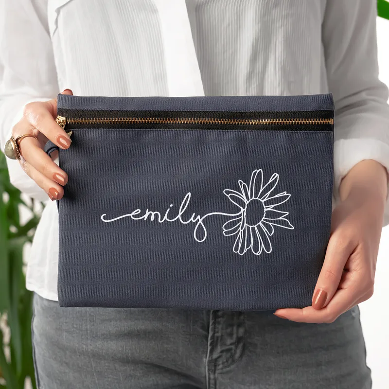 Personalised Monogram Canvas Makeup Bag for Women
