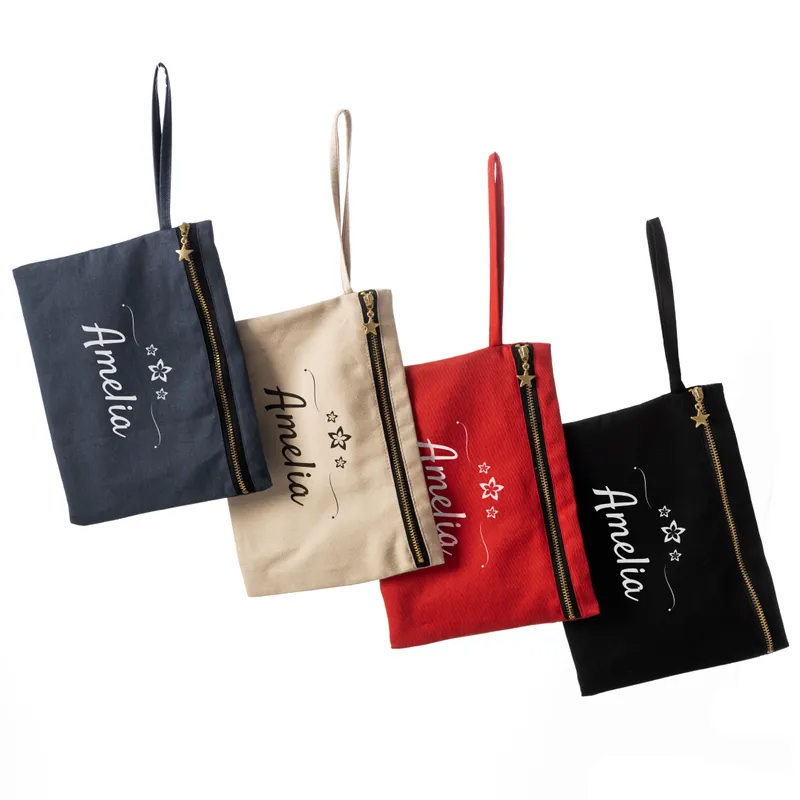 Personalized Canvas Makeup Bag with Name for Her