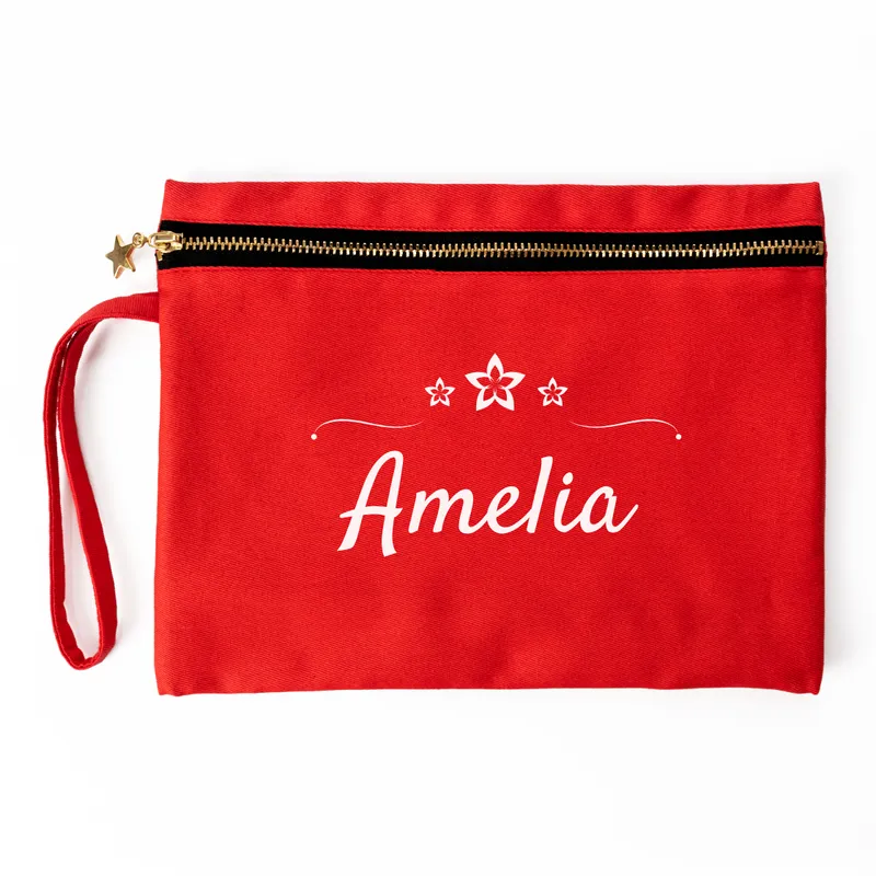 Personalized Canvas Makeup Bag with Name for Her