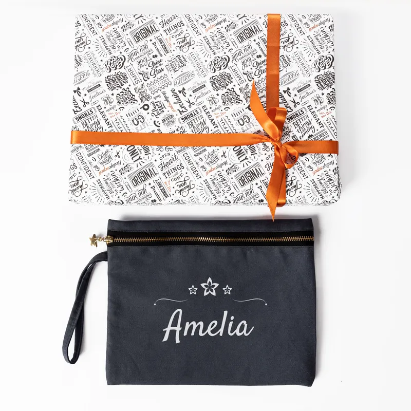 Personalized Canvas Makeup Bag with Name for Her