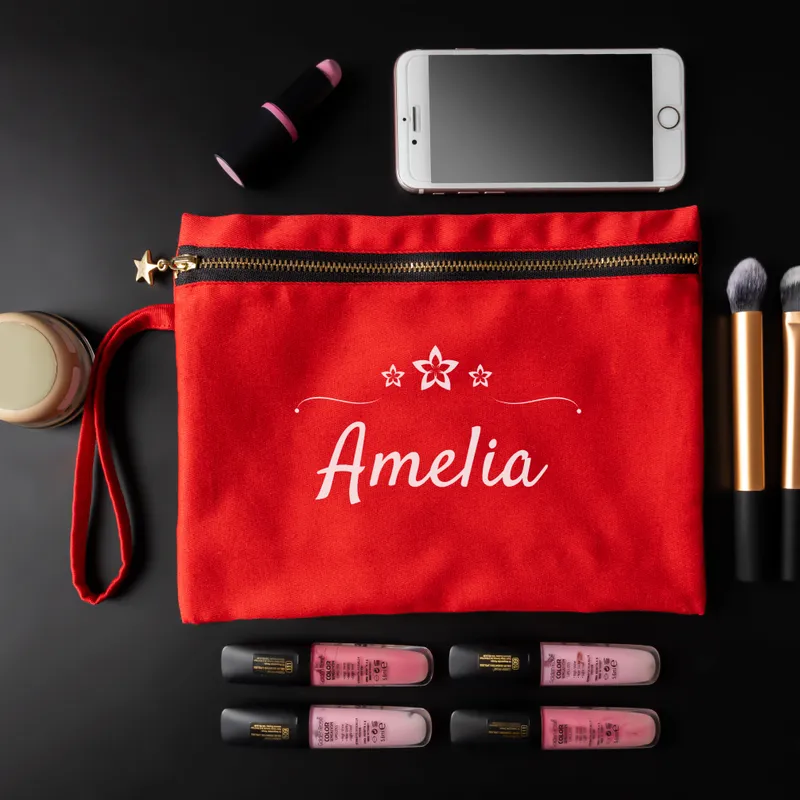 Personalized Canvas Makeup Bag with Name for Her