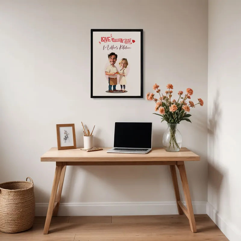 Personalised Caricature Kitchen Frame for Couples