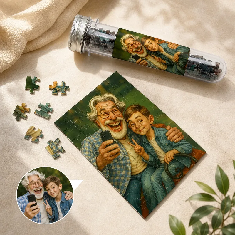 Personalised Caricature Photo Puzzle Gift