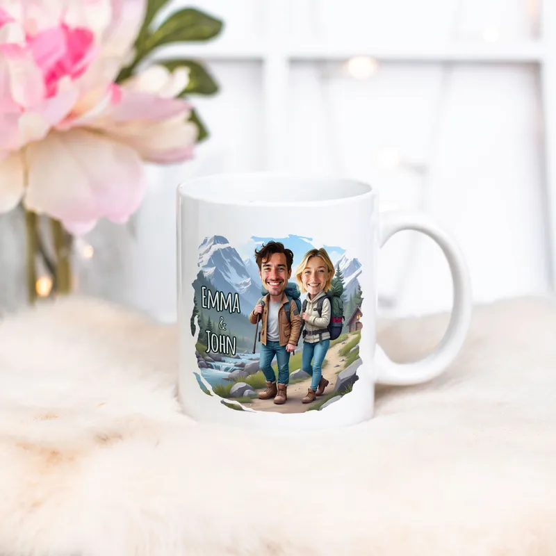 Personalized Cartoon Couple Travel Mug Gift