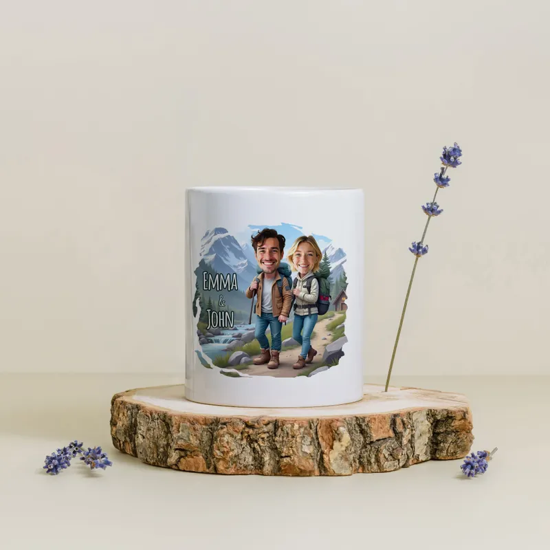 Personalized Cartoon Couple Travel Mug Gift