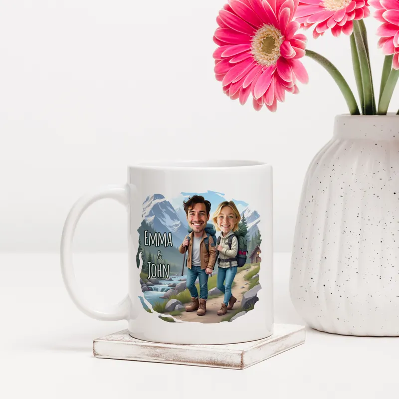 Personalized Cartoon Couple Travel Mug Gift