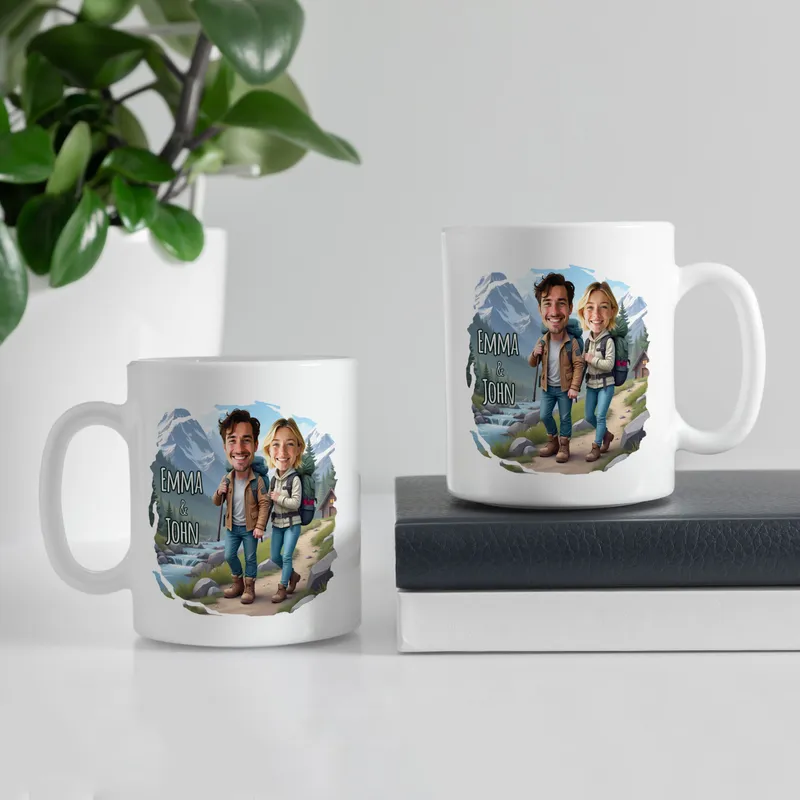 Personalized Cartoon Couple Travel Mug Gift
