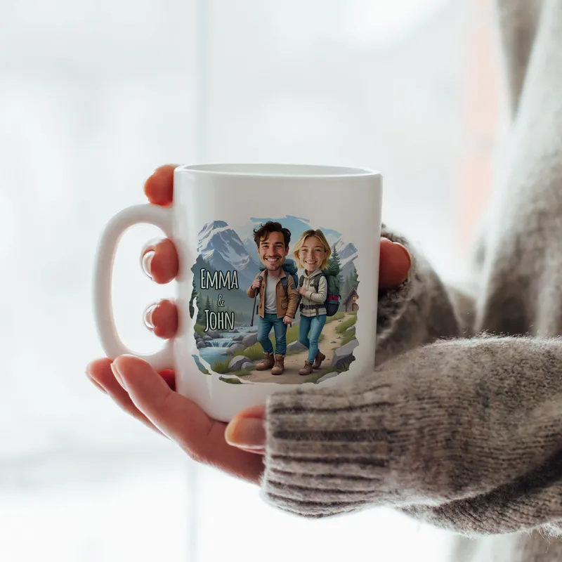Personalized Cartoon Couple Travel Mug Gift