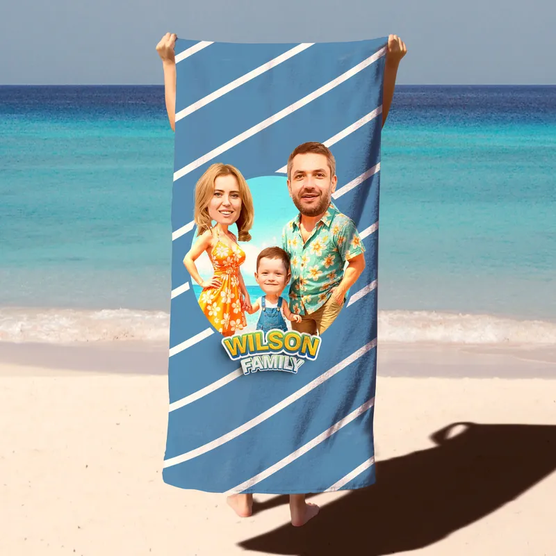 Personalised Cartoon Family Beach Towel