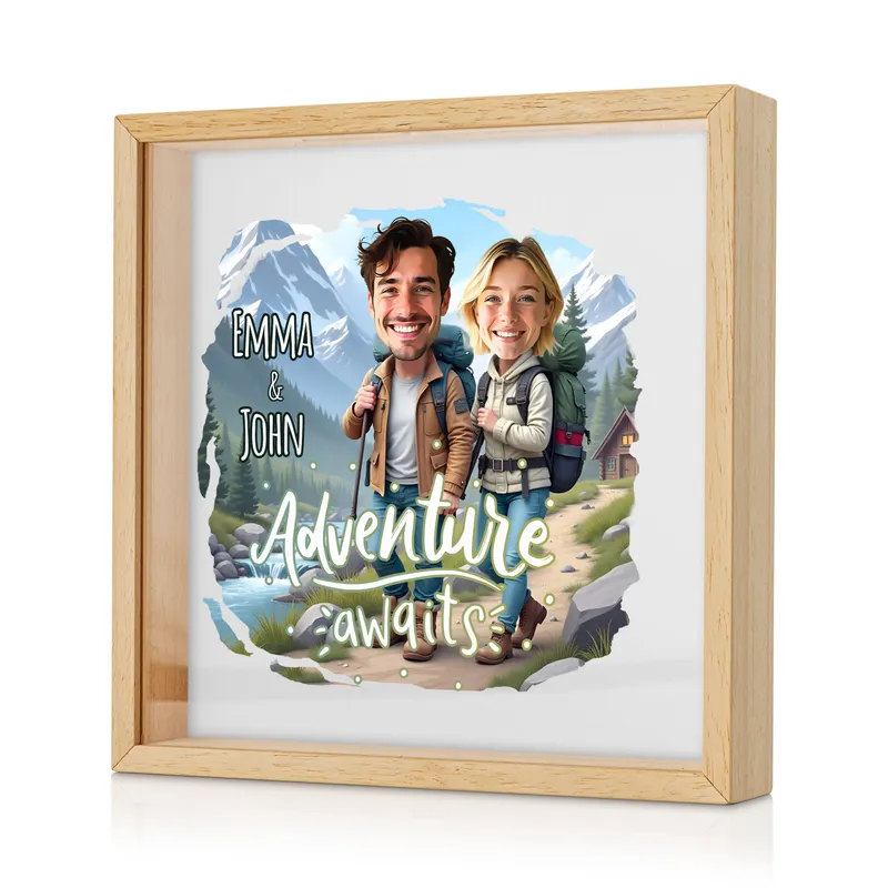 Personalized Cartoon Keepsake Ticket Wooden Box for Couples