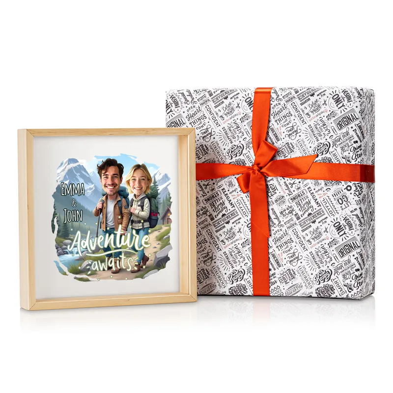 Personalized Cartoon Keepsake Ticket Wooden Box for Couples