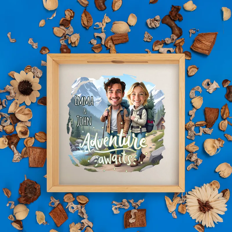 Personalized Cartoon Keepsake Ticket Wooden Box for Couples