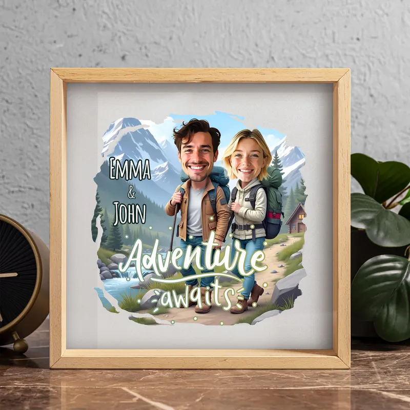 Personalized Cartoon Keepsake Ticket Wooden Box for Couples