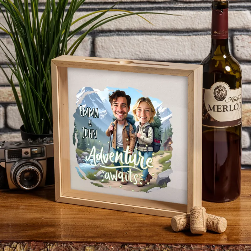 Personalized Cartoon Keepsake Ticket Wooden Box for Couples