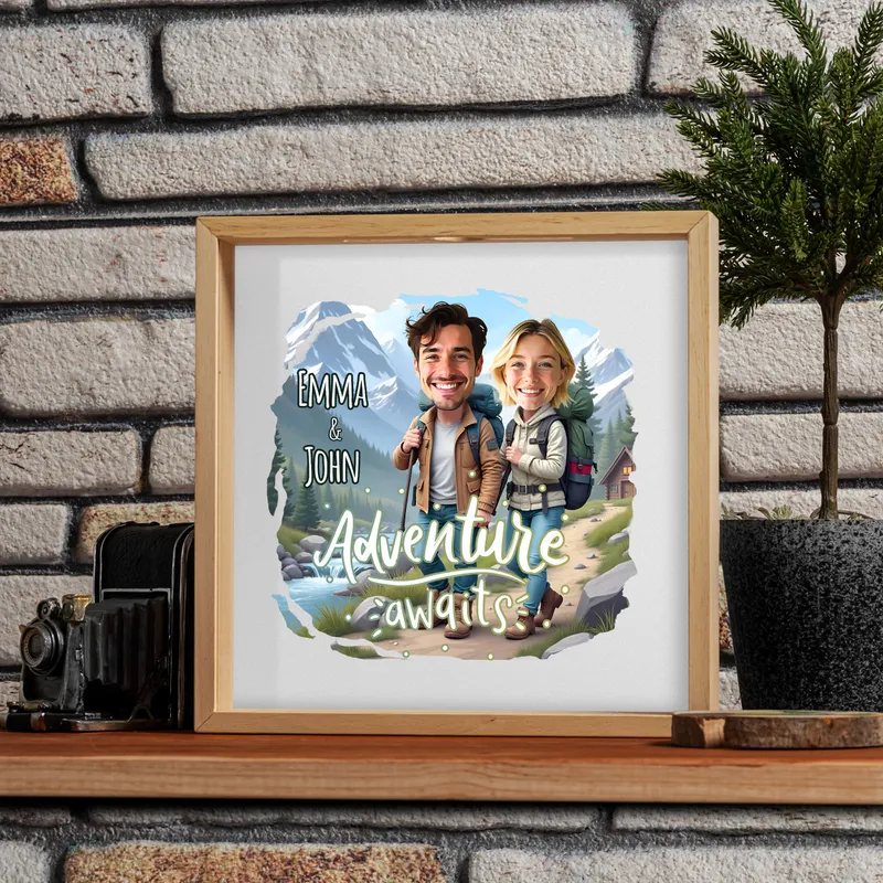 Personalized Cartoon Keepsake Ticket Wooden Box for Couples