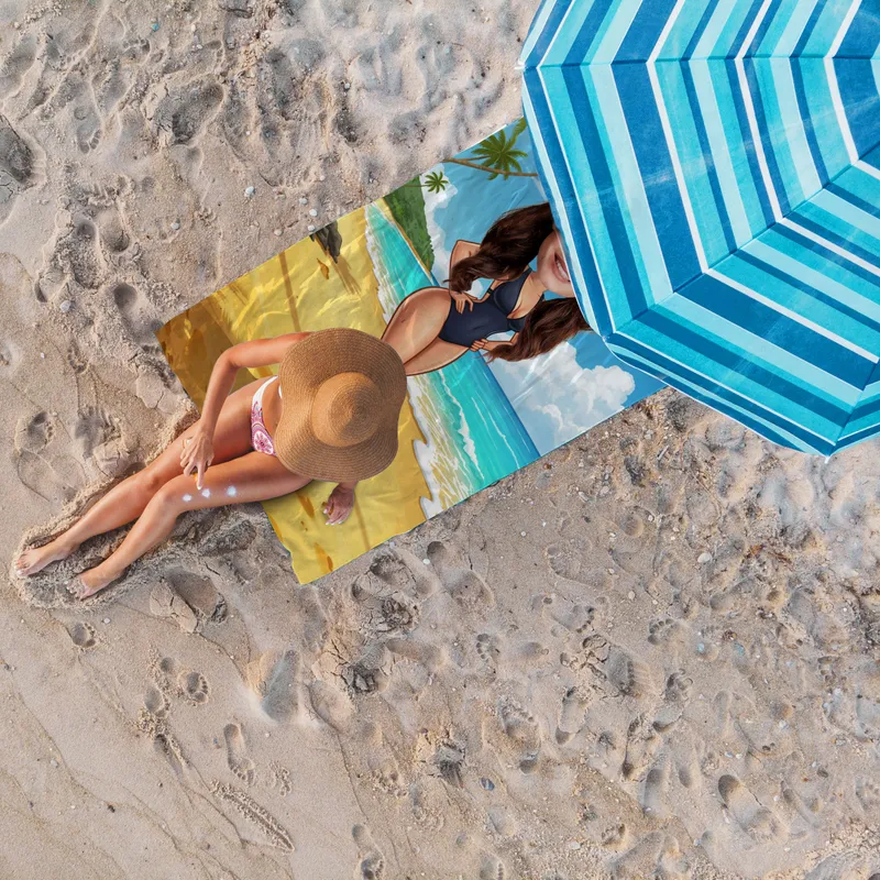 Personalised Cartoon Print Beach Towel for Women