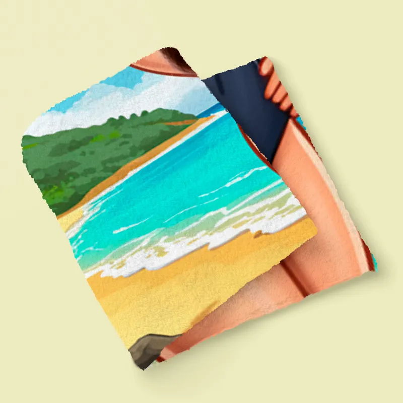 Personalised Cartoon Print Beach Towel for Women