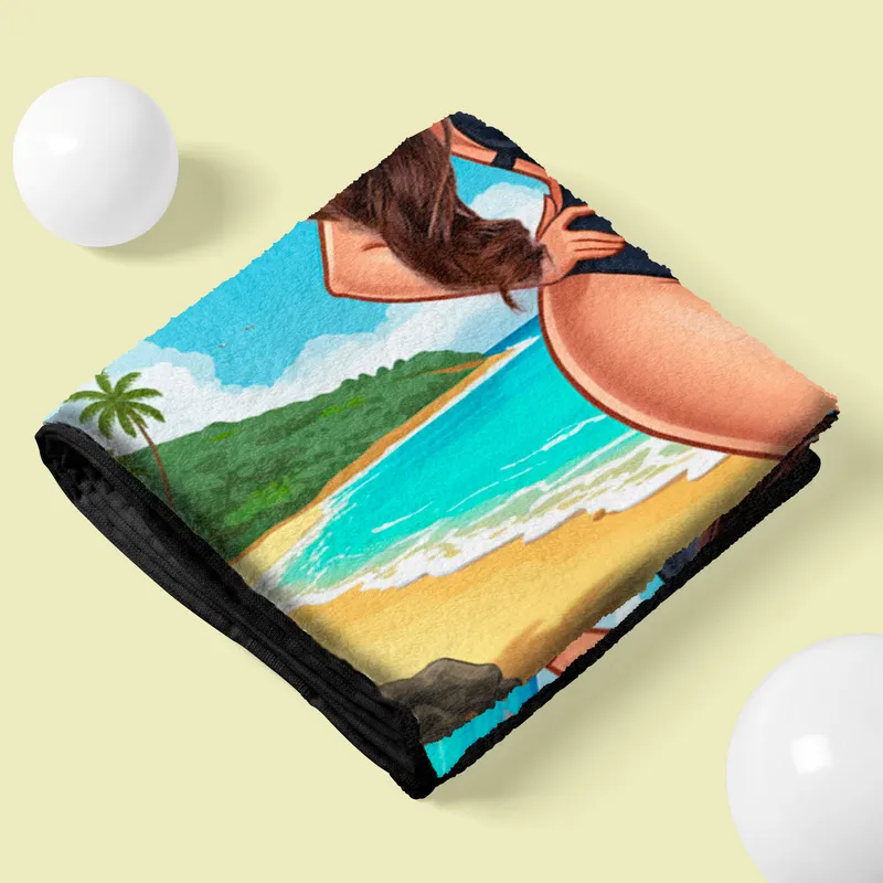 Personalised Cartoon Print Beach Towel for Women