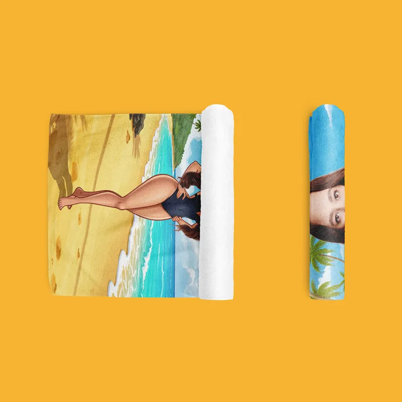 Personalised Cartoon Print Beach Towel for Women