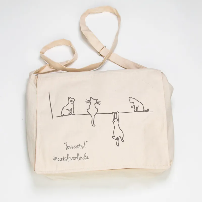 Personalised Cat Design Messenger Bag for Animal Lovers