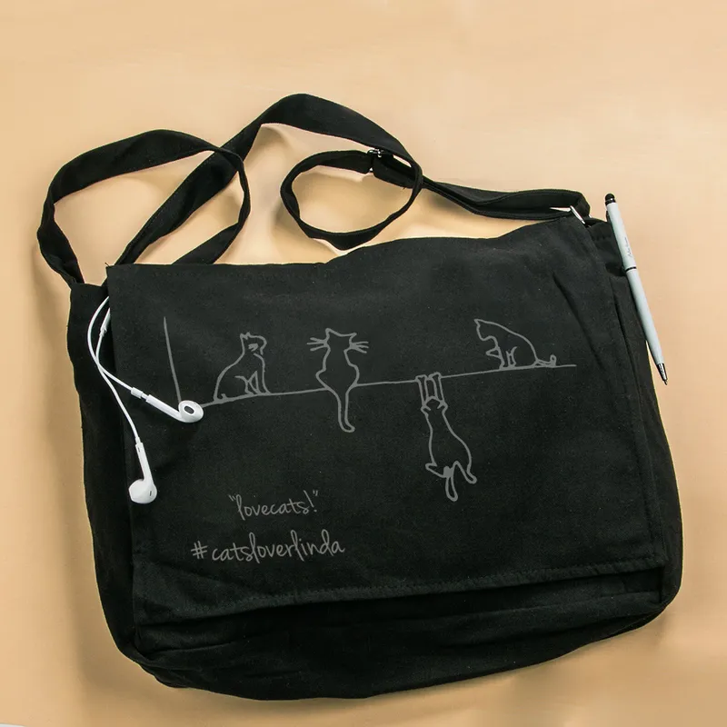 Personalised Cat Design Messenger Bag for Animal Lovers
