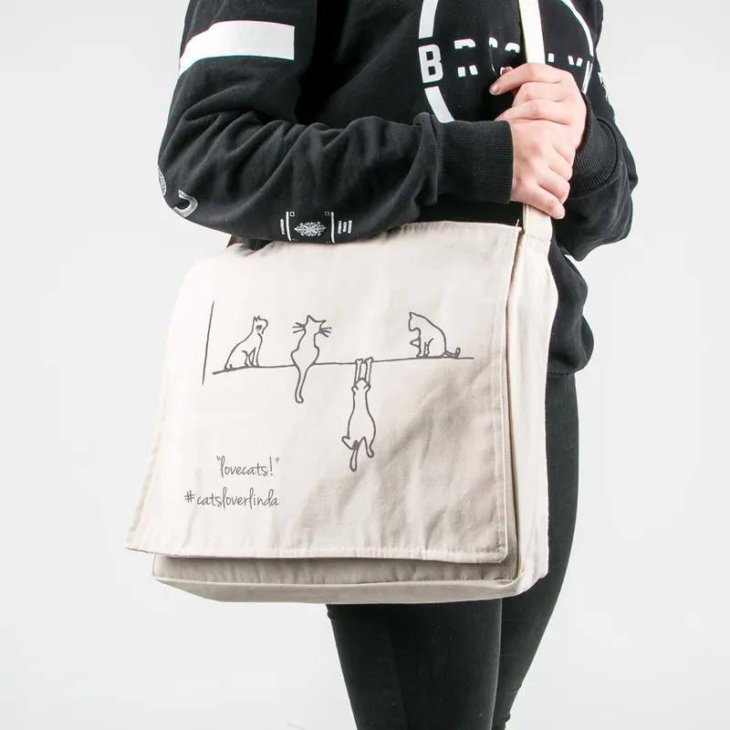 Personalised Cat Design Messenger Bag for Animal Lovers