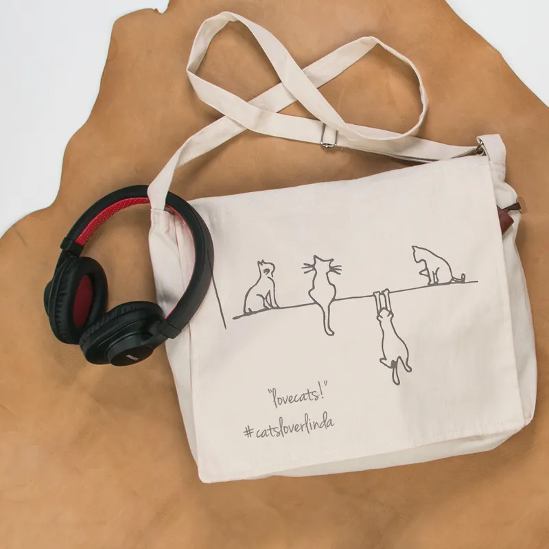 Personalised Cat Design Messenger Bag for Animal Lovers