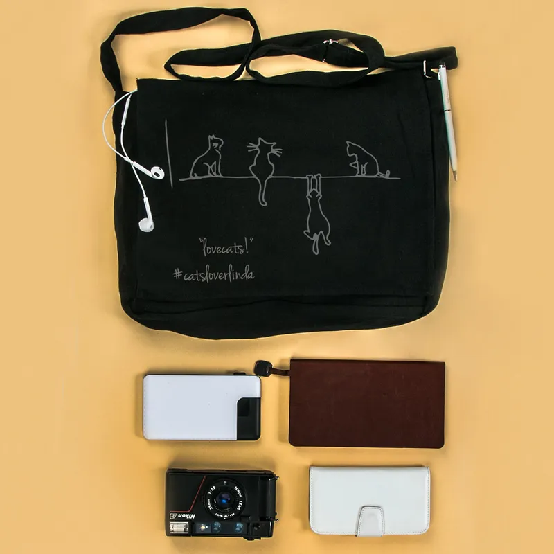 Personalised Cat Design Messenger Bag for Animal Lovers