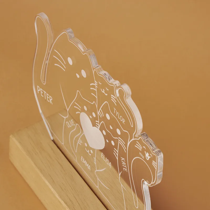 Personalized Cat Family LED Lamp for Animal Lovers