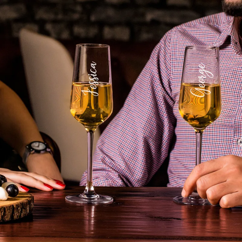 Personalized Champagne Flutes Set for Couples