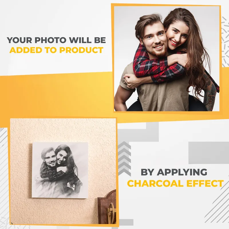 Personalised Charcoal Sketch Canvas Print 10x10 Gift